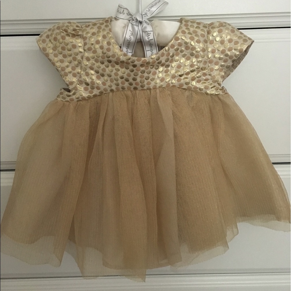 Gold Shimmer 0-3 Month Baby Girl Dress